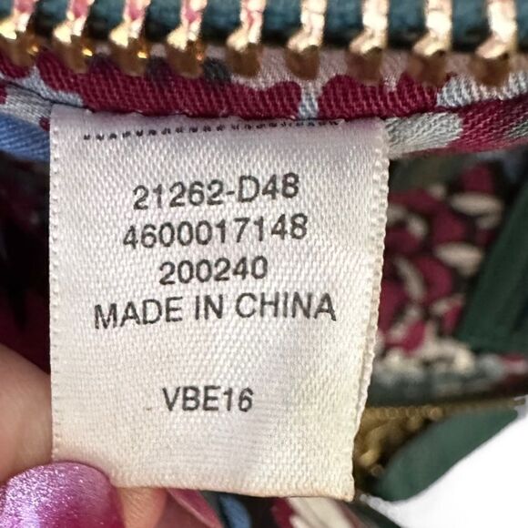 Vera Bradley ~ Elena Teal Green zipped mini crossbody w/ gold chain strap - Picture 10 of 16